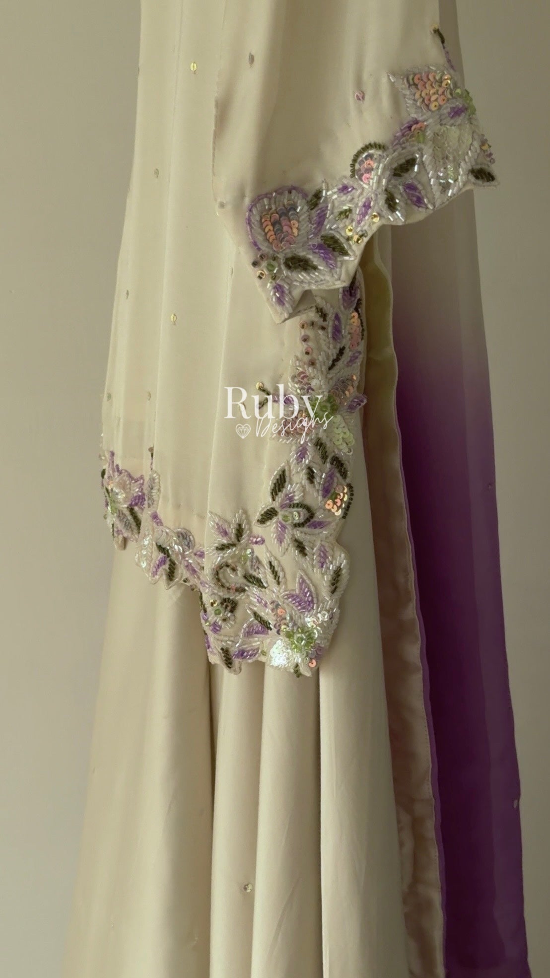 AMEERA - 3 Piece Off-White Silk Suit with Ombrè Dupatta