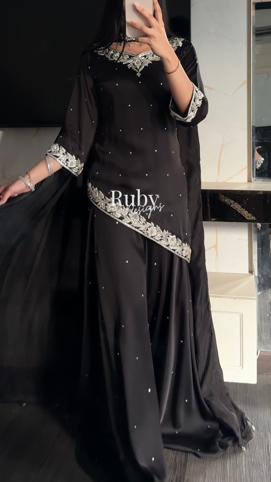RANI Noir - 3 Piece Luxury Silk Suit with Matching Bag