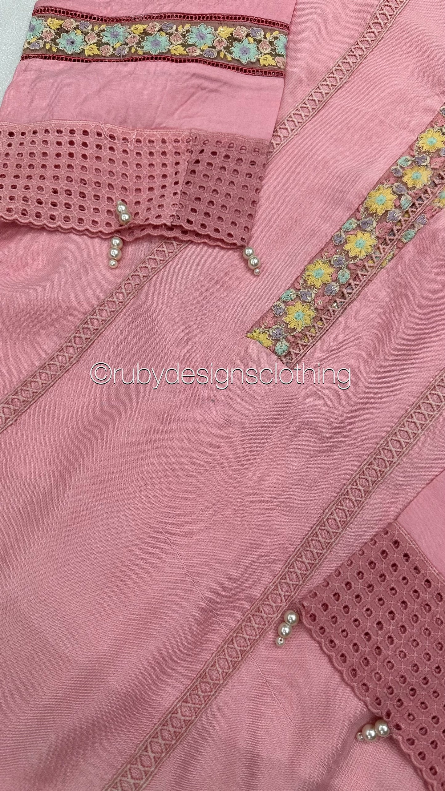 Minor Defect - NISA - 3 Piece Rose Pink Suit with Pearls (8748064735445) (8748067815637)