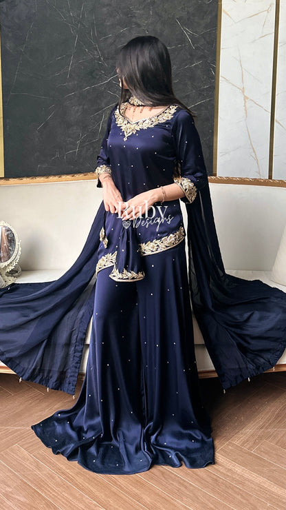 RANI Midnight - 3 Piece Luxury Silk Suit with Matching Bag