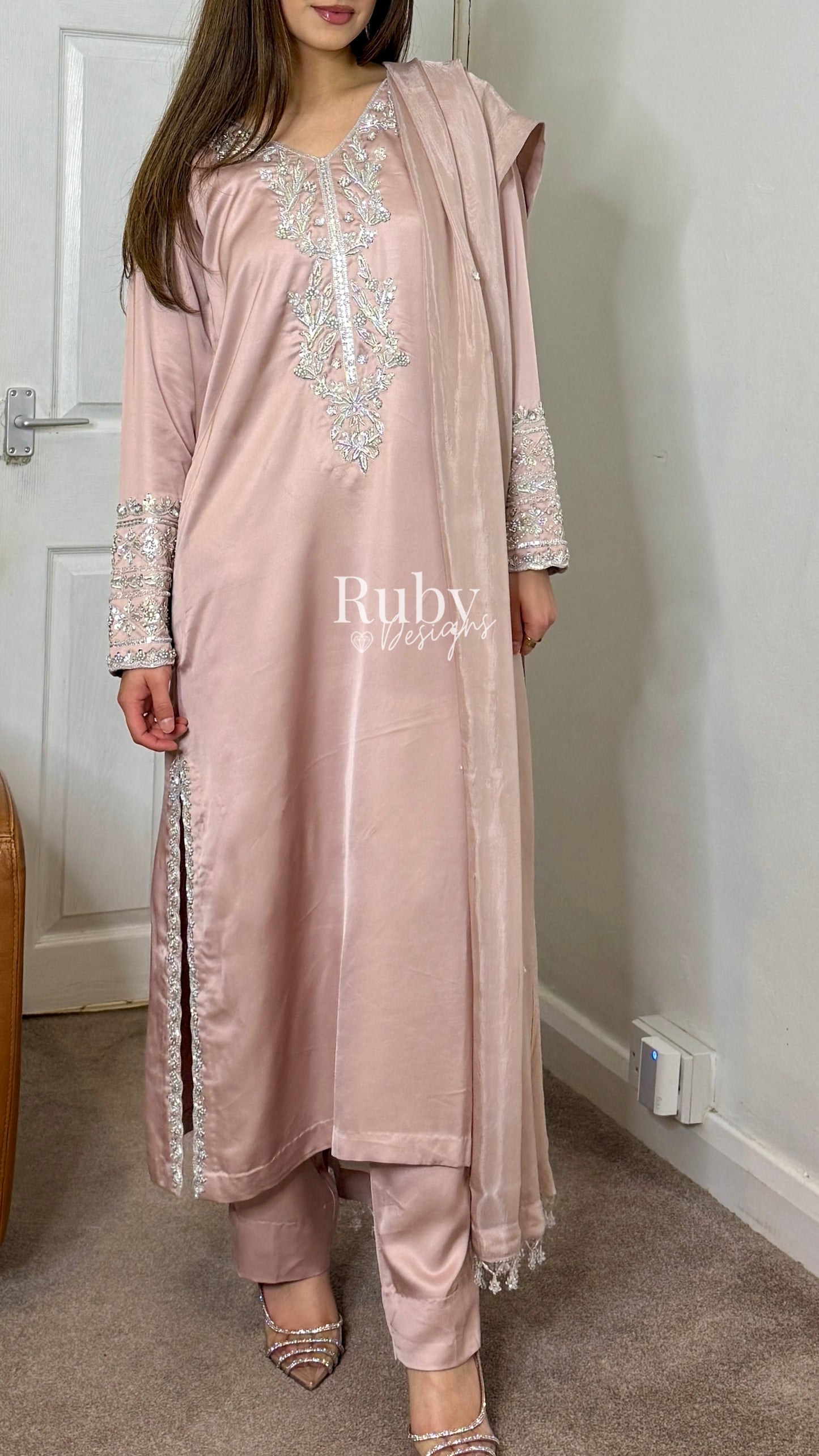 EMAAN - 3 Piece Luxury Silk Suit with Hand Work