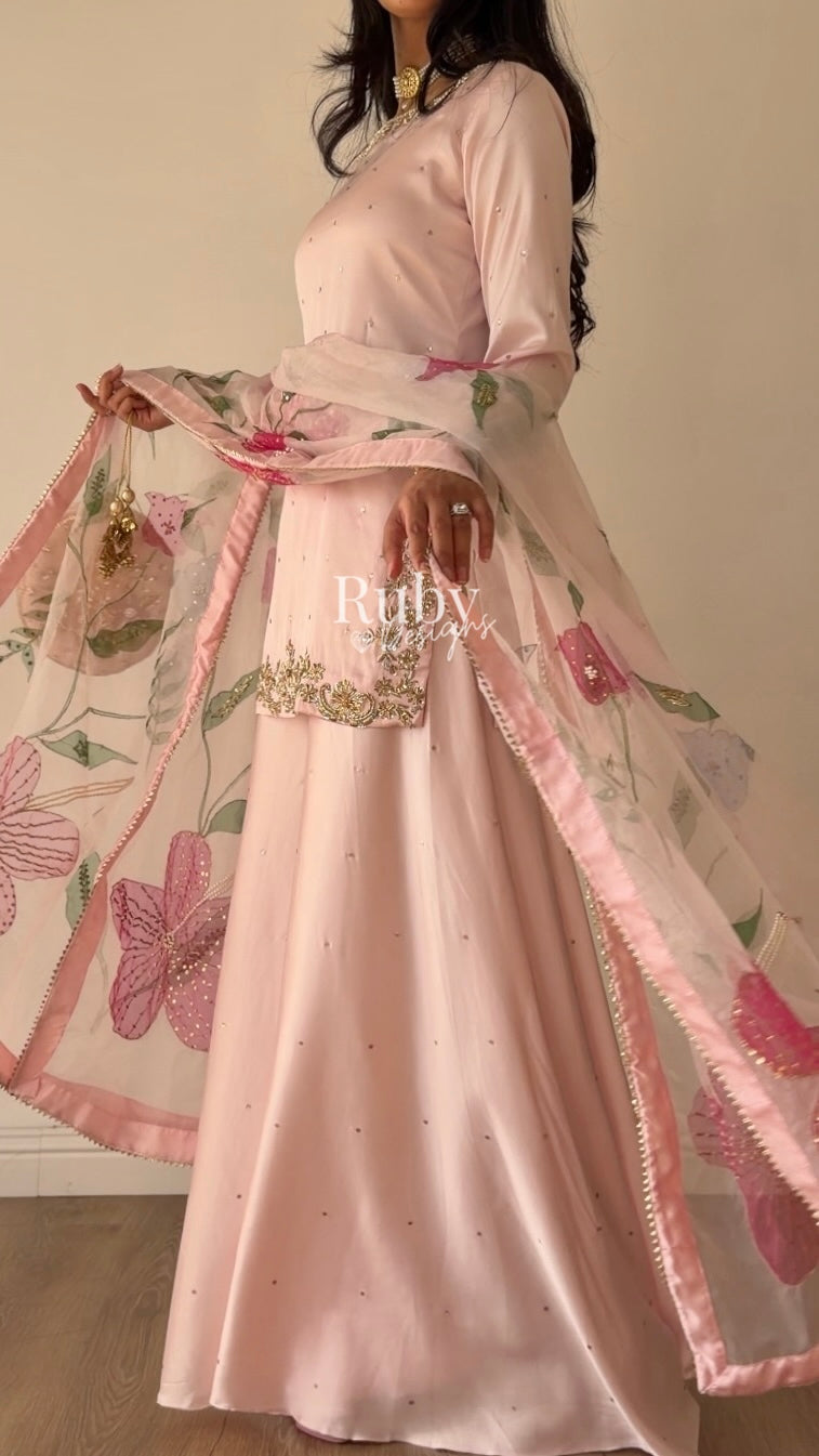 REYA Rose - 3 Piece Silk Suit with Matching Potli Bag