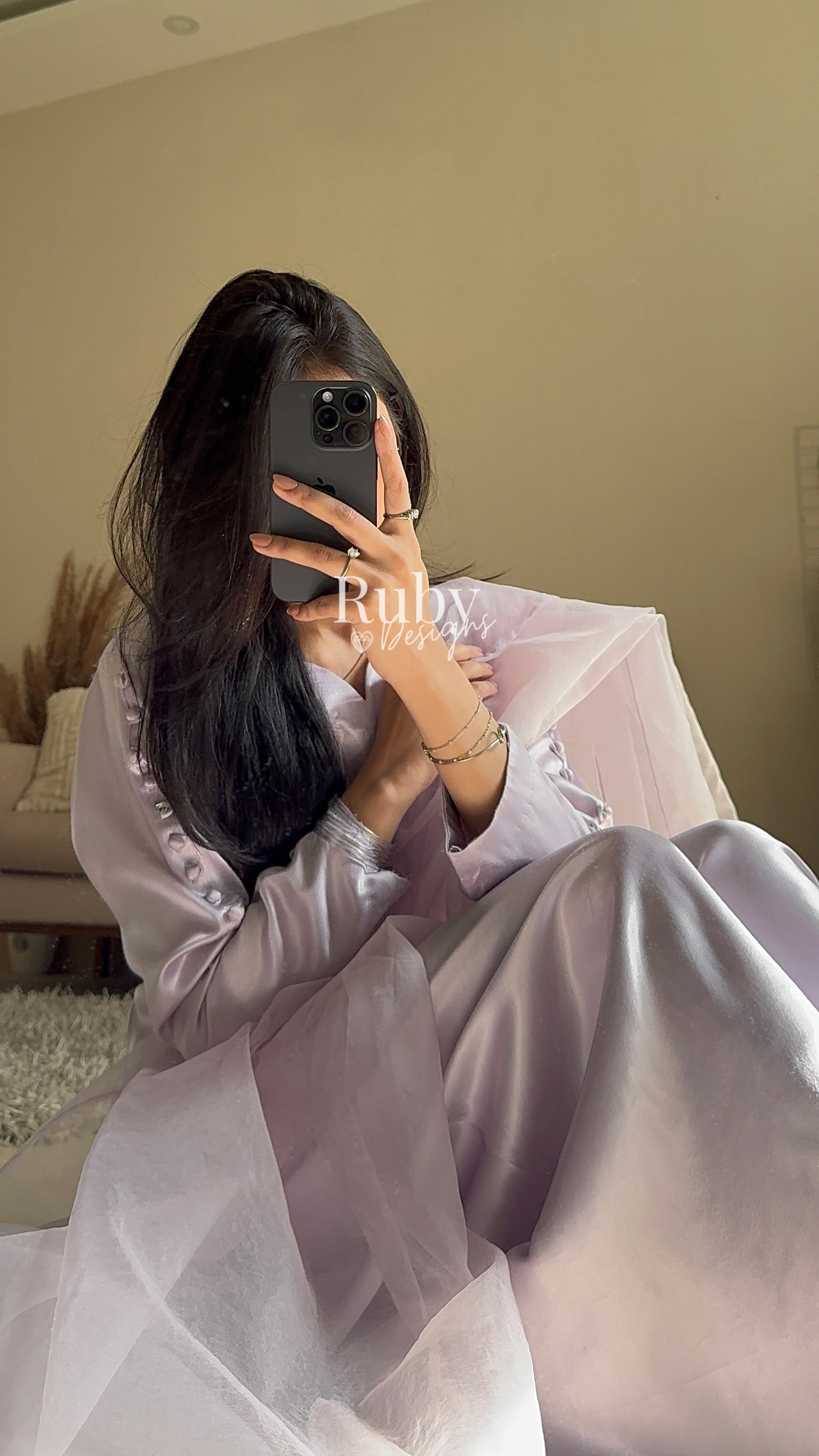 LAYA Lavender - 3 Piece Silk Suit with Flowy Trousers