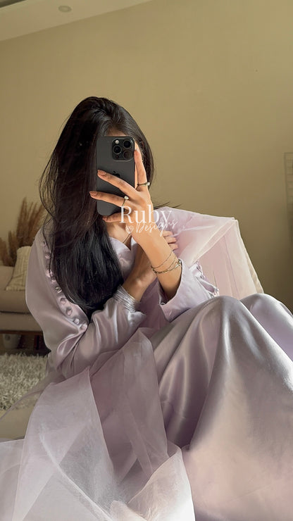 LAYA Lavender - 3 Piece Silk Suit with Flowy Trousers