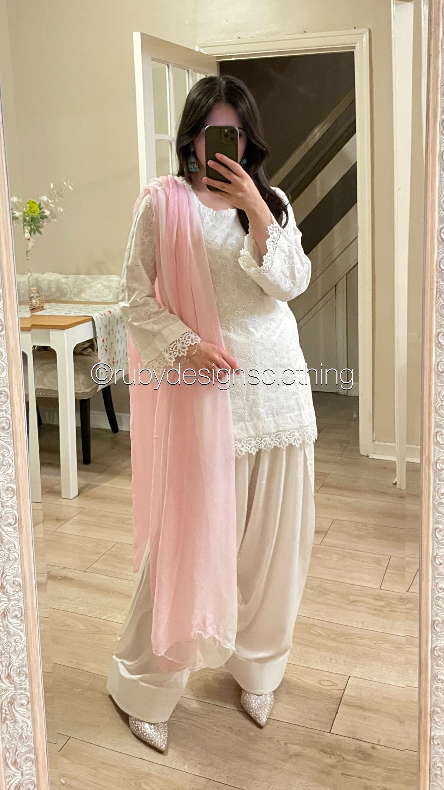 White Lily - 3 Piece Chikankari Suit with Farshi Shalwar