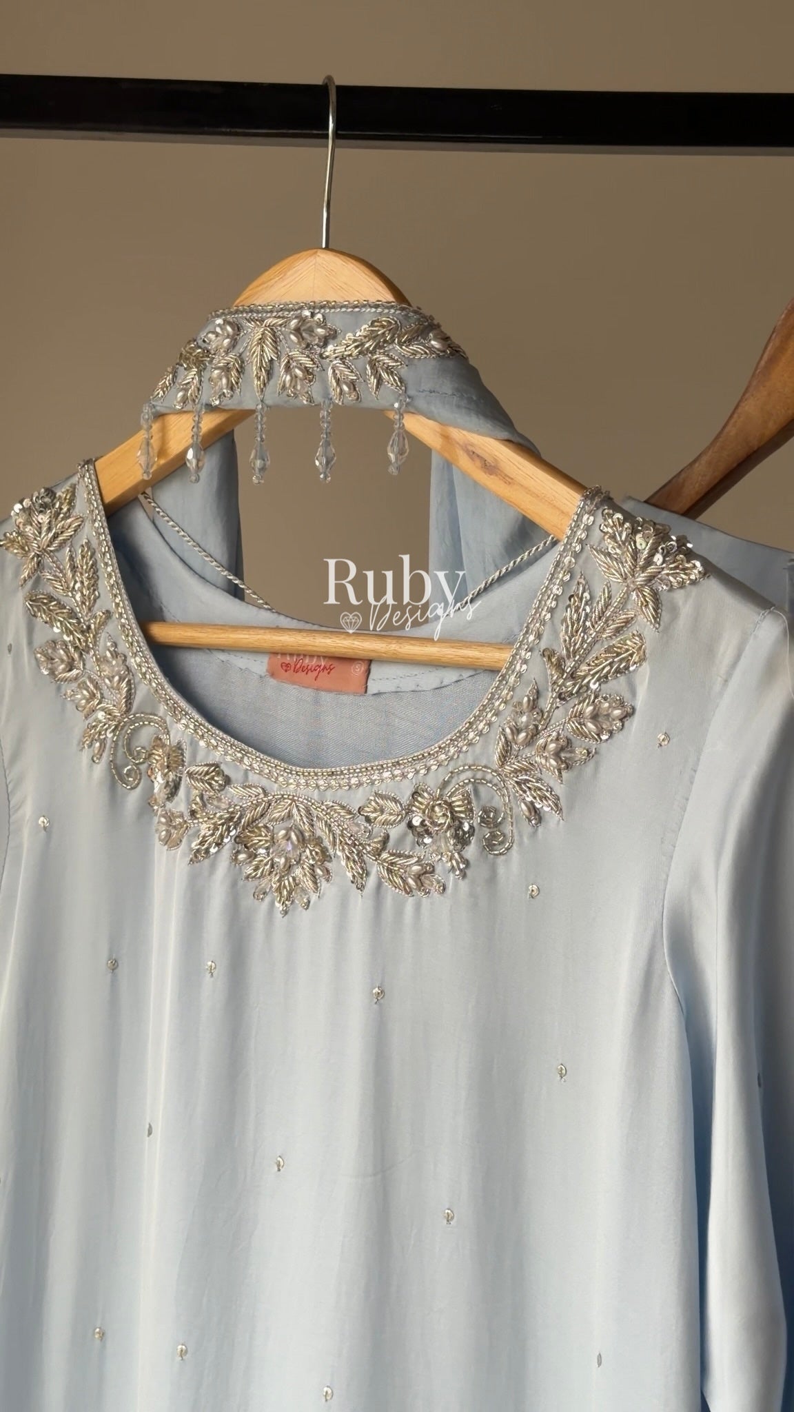 PARISA Sky - 4 Piece Silk Suit with Matching Potli Bag