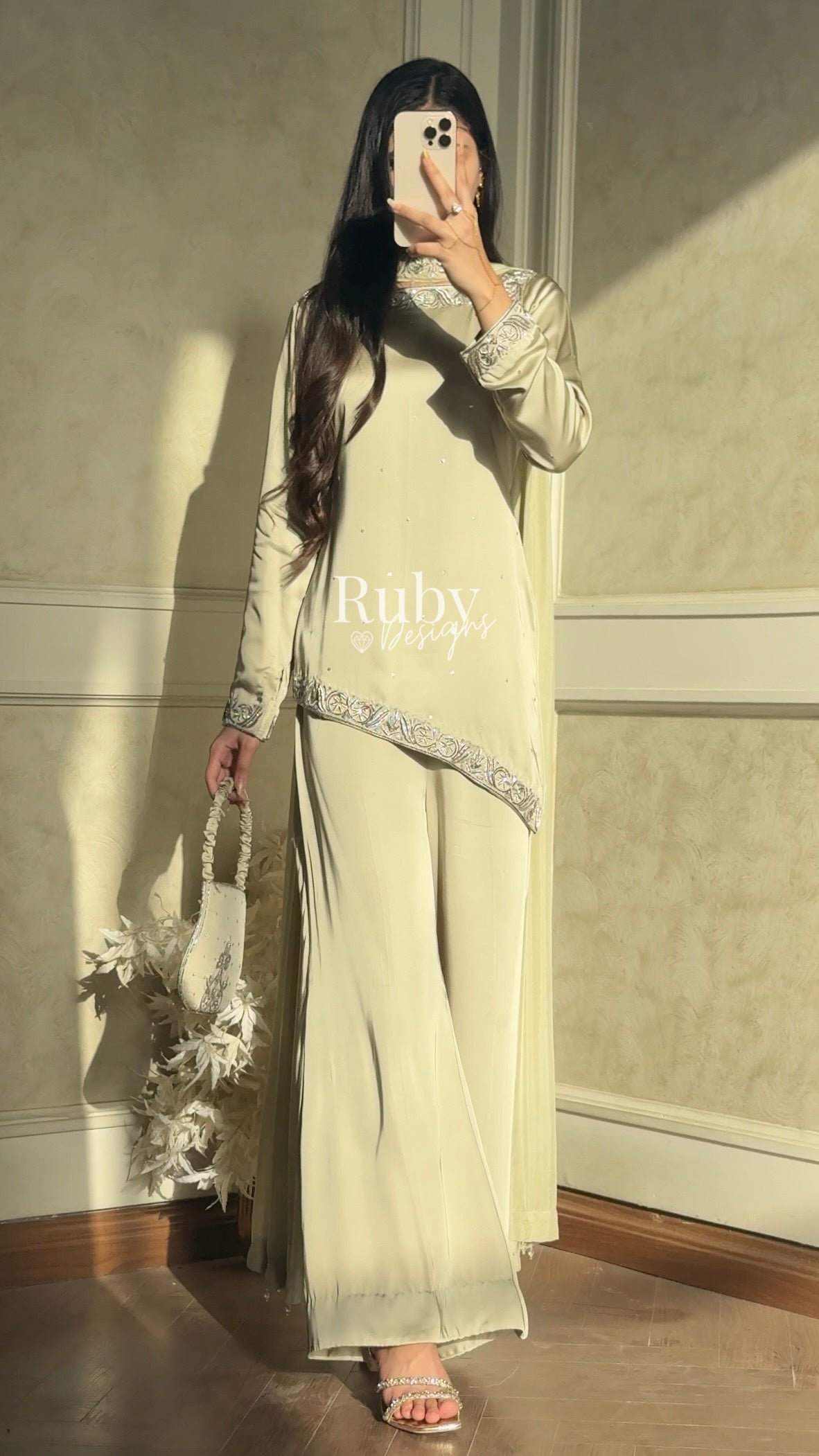 PREITY Sage - 3 Piece Silk Suit with Matching Bag