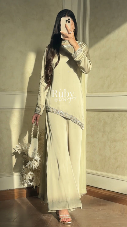 PREITY Sage - 3 Piece Silk Suit with Matching Bag