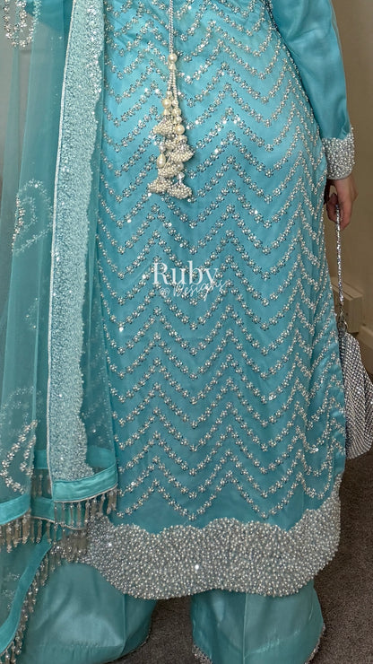 IZMA Ice - 3 Piece Net Suit with Wide Leg Trousers