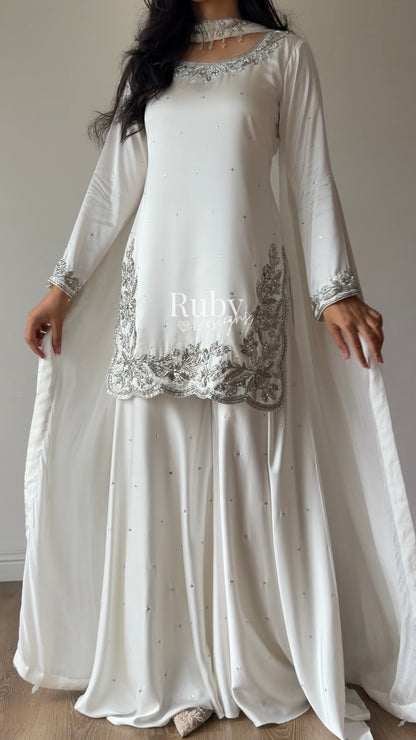 PARISA Pearl - 4 Piece Silk Suit with Matching Potli Bag