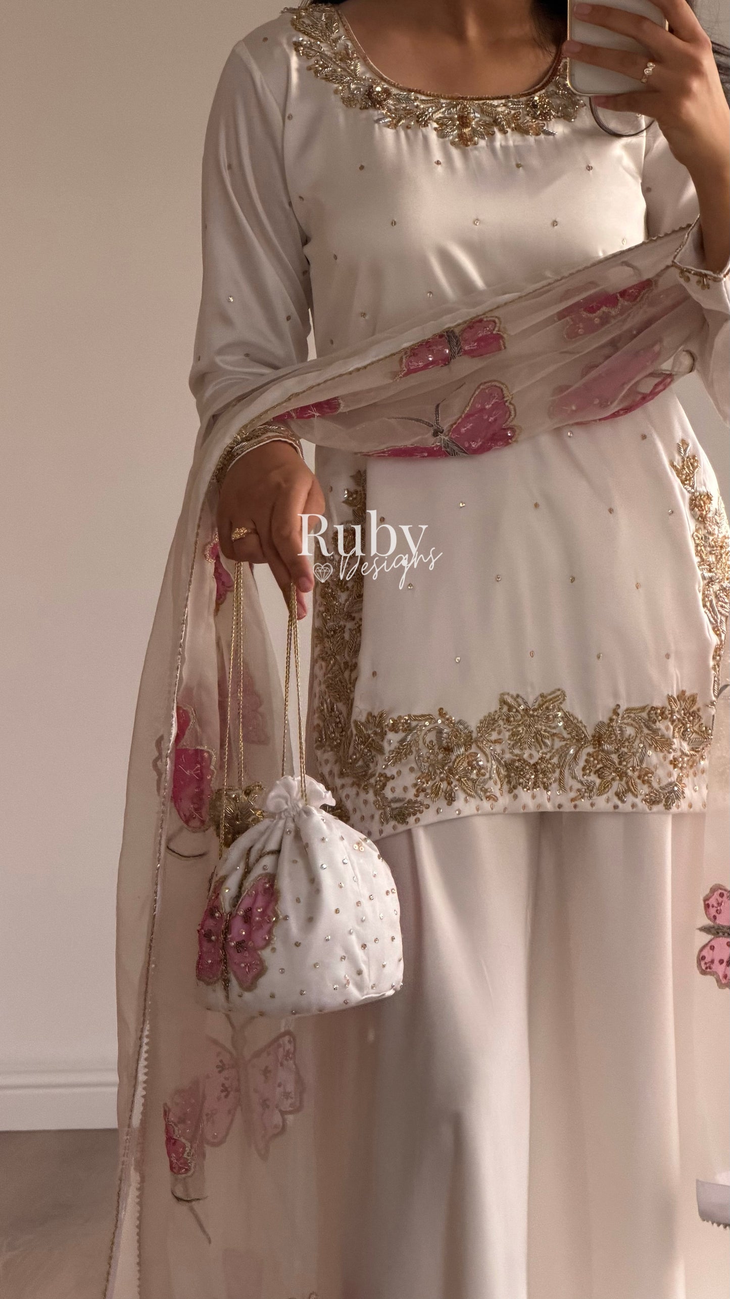 AENA Lily - 4 Piece Silk Suit with Matching Potli Bag