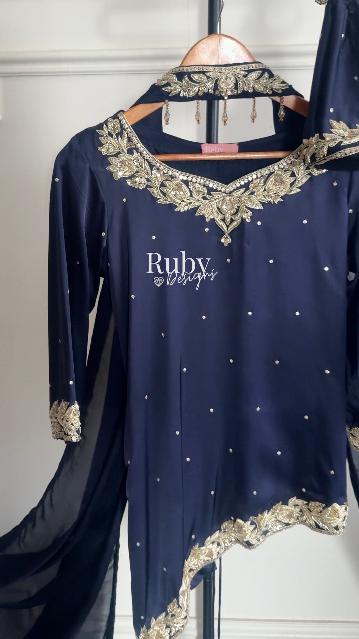 RANI Midnight - 3 Piece Luxury Silk Suit with Matching Bag