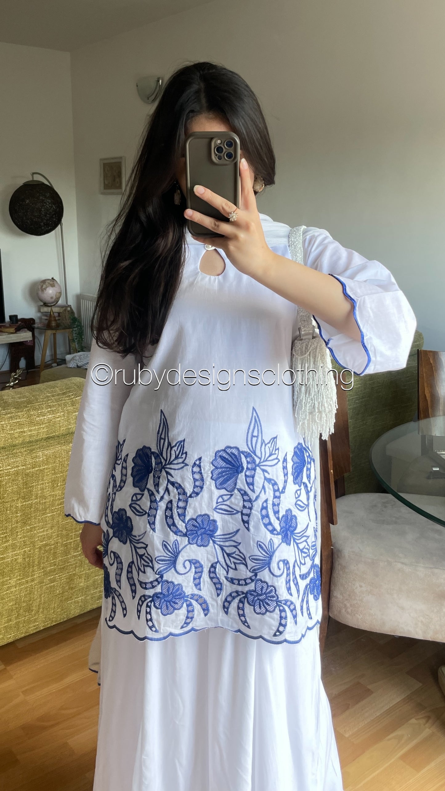 ELIA Azure - 3 Piece Swiss Lawn Suit with Flowy Wide-Leg Pants