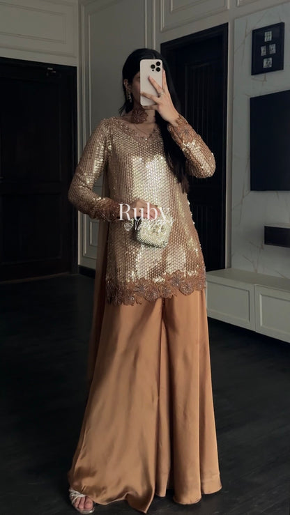 ALARA Mocha - 3 Piece Silk Suit with Choker Dupatta