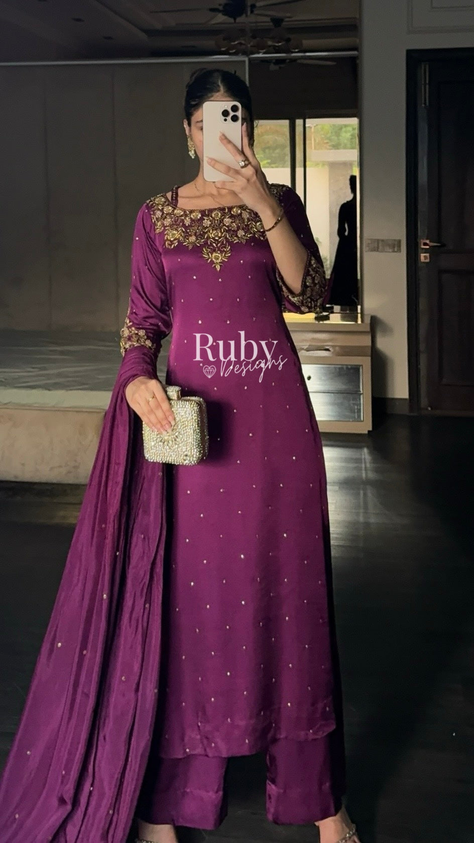 HANIA Plum - 3 Piece Silk Suit with Straight Trouser