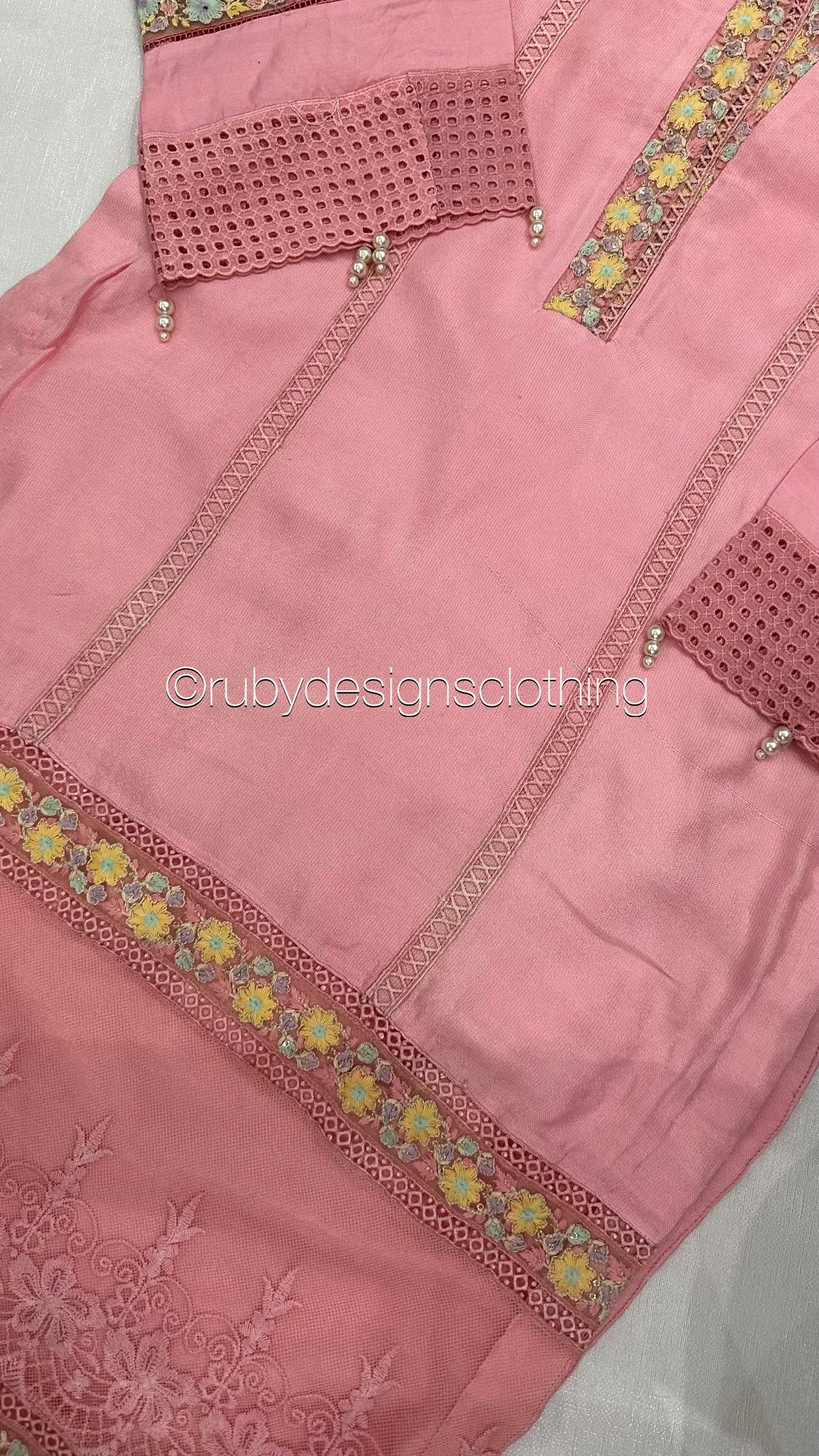 Minor Defect - NISA - 3 Piece Rose Pink Suit with Pearls (8748064735445) (8748067815637)