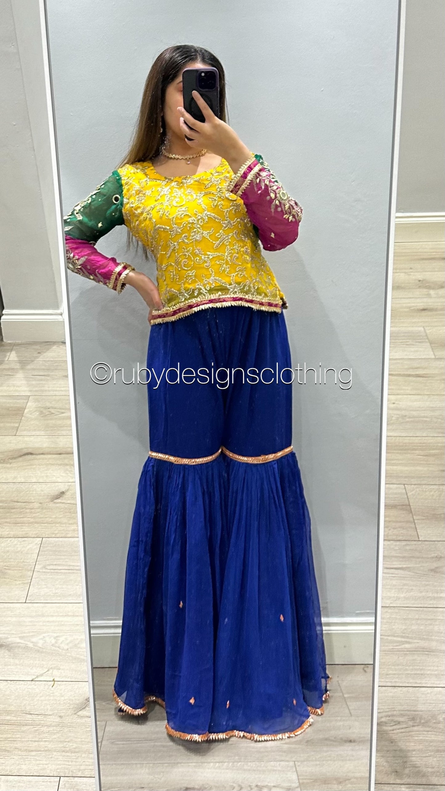 Pure Chiffon Blue Gharara Pants (8746846322901)