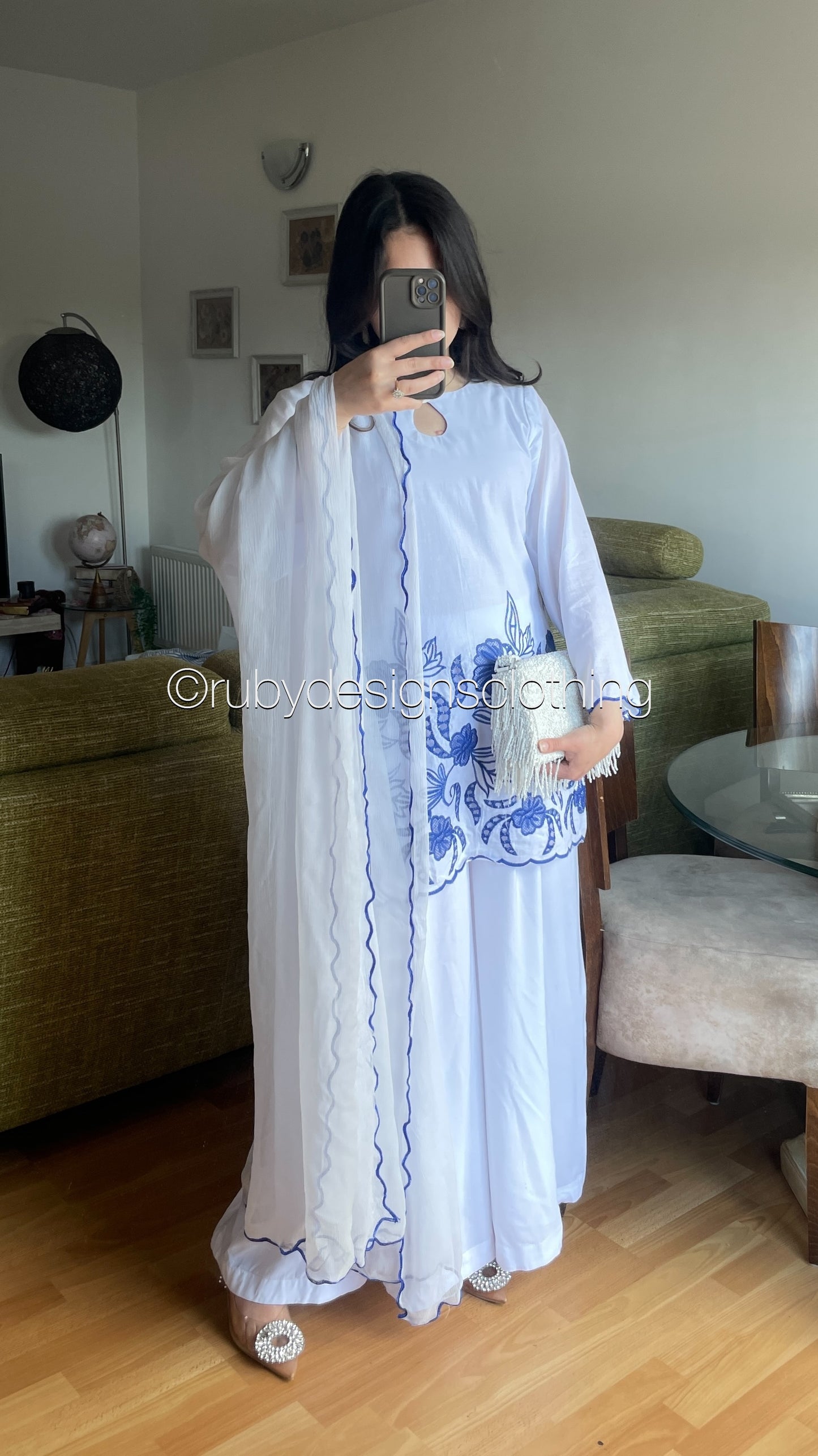 ELIA Azure - 3 Piece Swiss Lawn Suit with Flowy Wide-Leg Pants