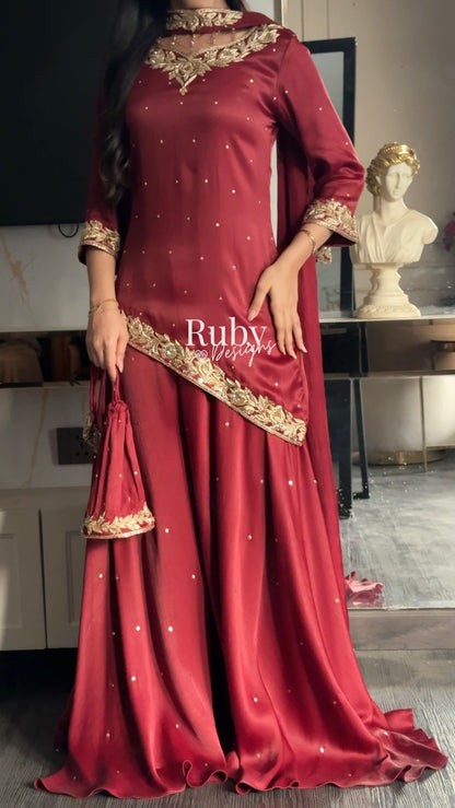 RANI Rouge - 3 Piece Luxury Silk Suit with Matching Bag