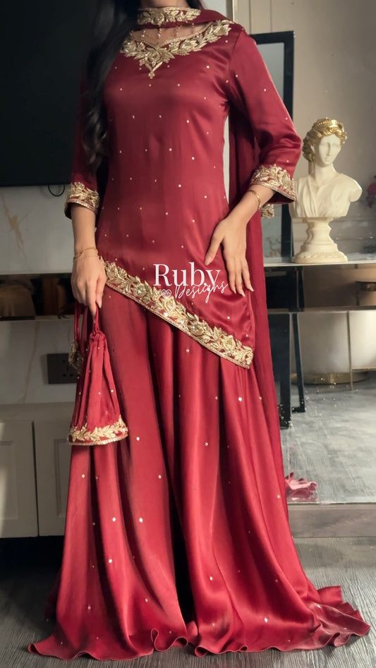 RANI Rouge - 3 Piece Luxury Silk Suit with Matching Bag