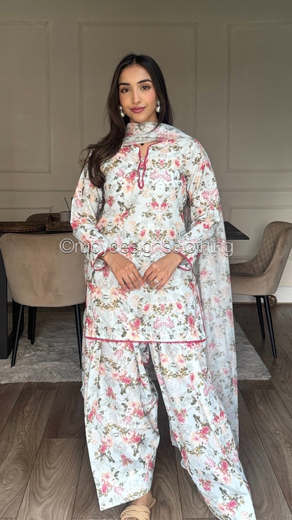 Petal Blush  - 3 Piece Swiss Lawn Suit with Silk Dupatta