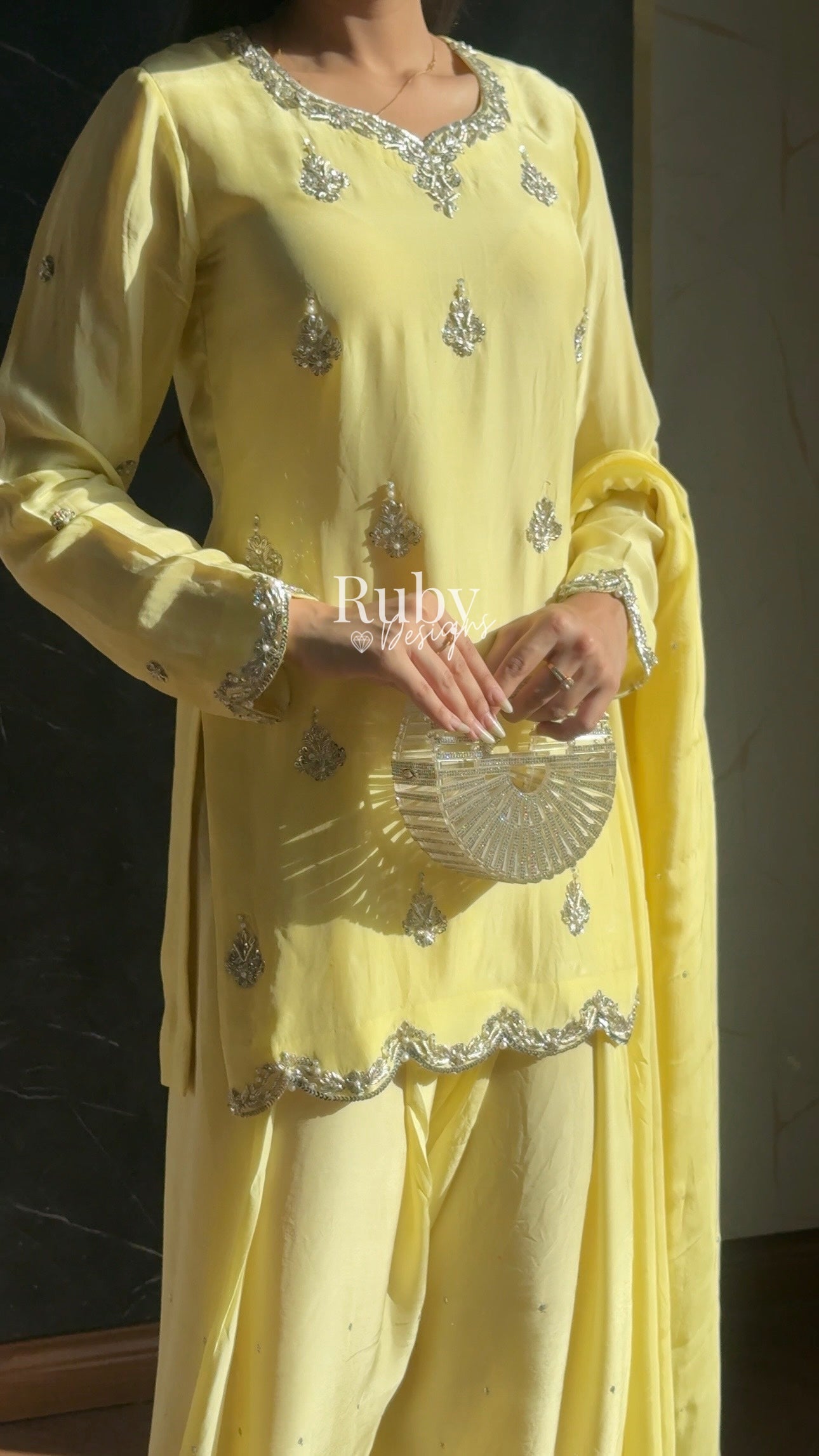 ATIFA Butter - 3 Piece Silk Suit with Shalwar