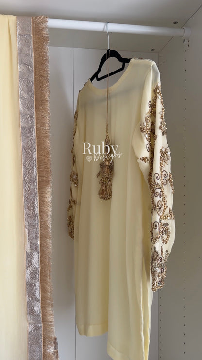 NAYRA Butter Silhouette 3 (Short Shirt) - 3 Piece Chiffon Suit with Shalwar