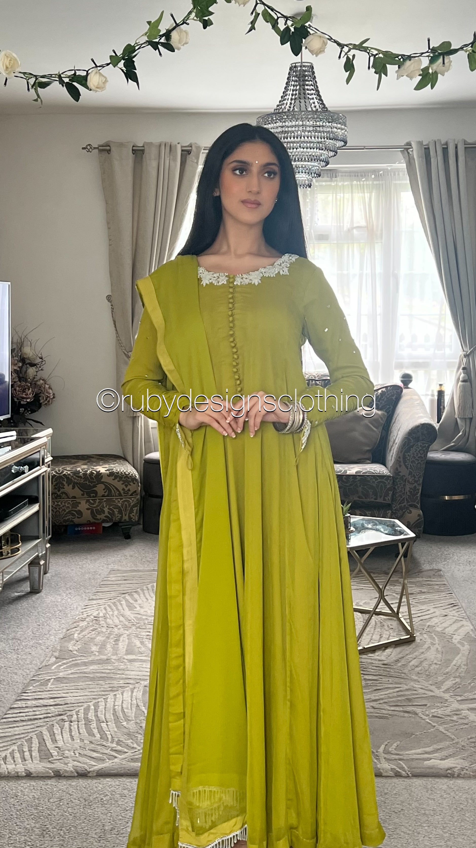 MEESHA Lime - 3 Piece Chiffon Dress with Chiffon Dupatta (8650223386837)