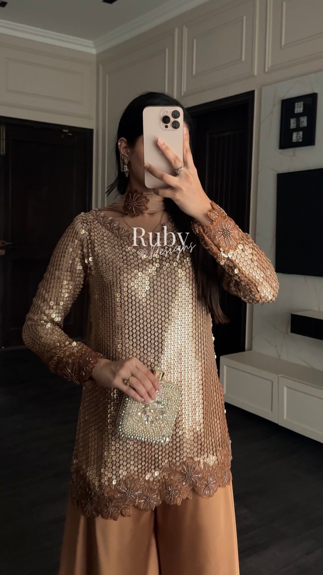 ALARA Mocha - 3 Piece Silk Suit with Choker Dupatta