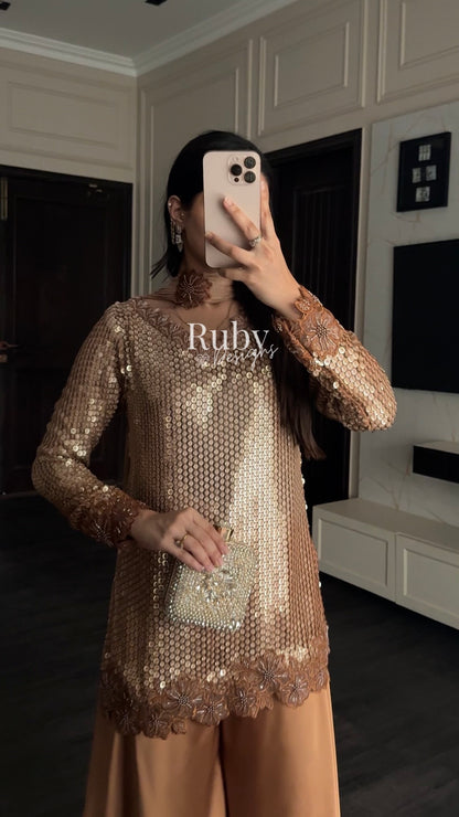 ALARA Mocha - 3 Piece Silk Suit with Choker Dupatta