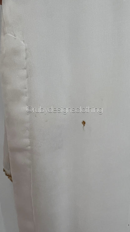 Minor Defect - HIRA White - 3 Piece Chiffon Suit with Chiffon Dupatta (8748150227157)
