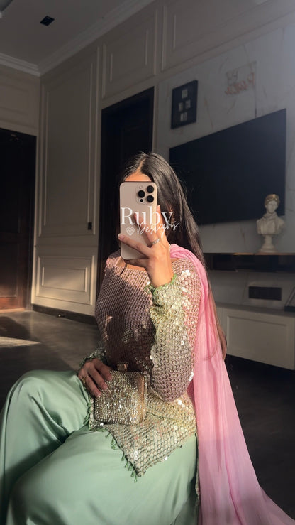 ALARA Haze - 3 Piece Silk Suit with Choker Dupatta