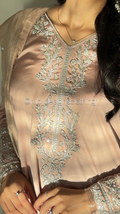 EMAAN - 3 Piece Luxury Silk Suit with Hand Work