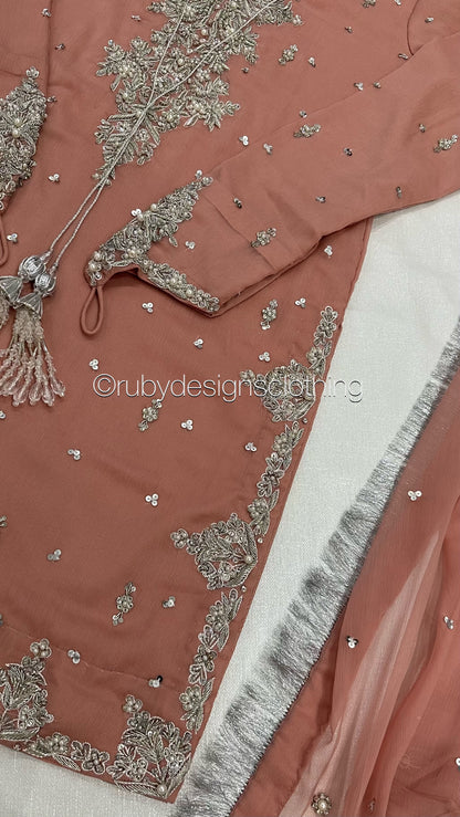 FAIZA CUSTOM COLOUR PRE-ORDER - 3 Piece Custom Suit with Sharara