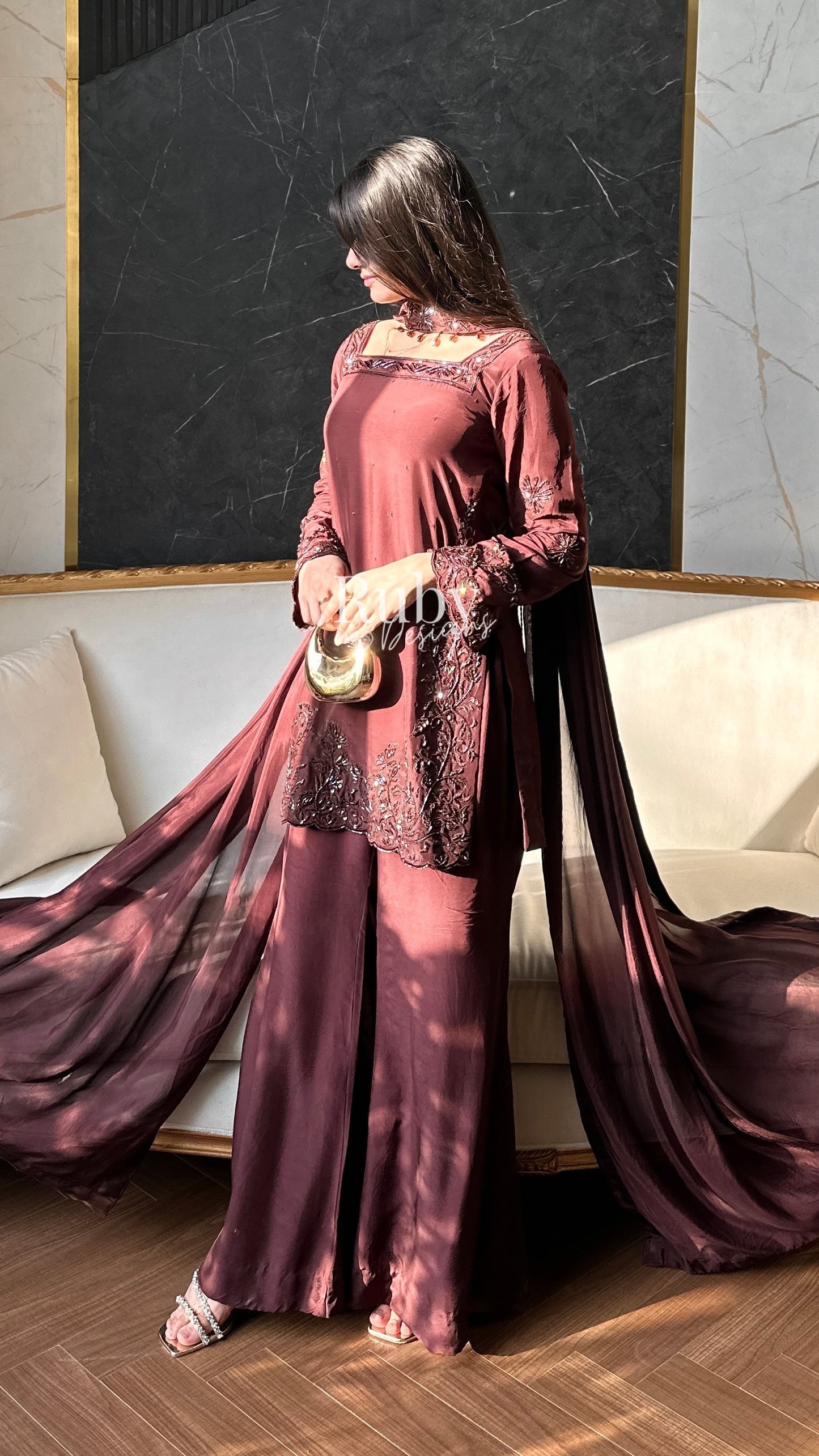 SELIN - 3 Piece Luxury Silk Suit with Flared Trouser