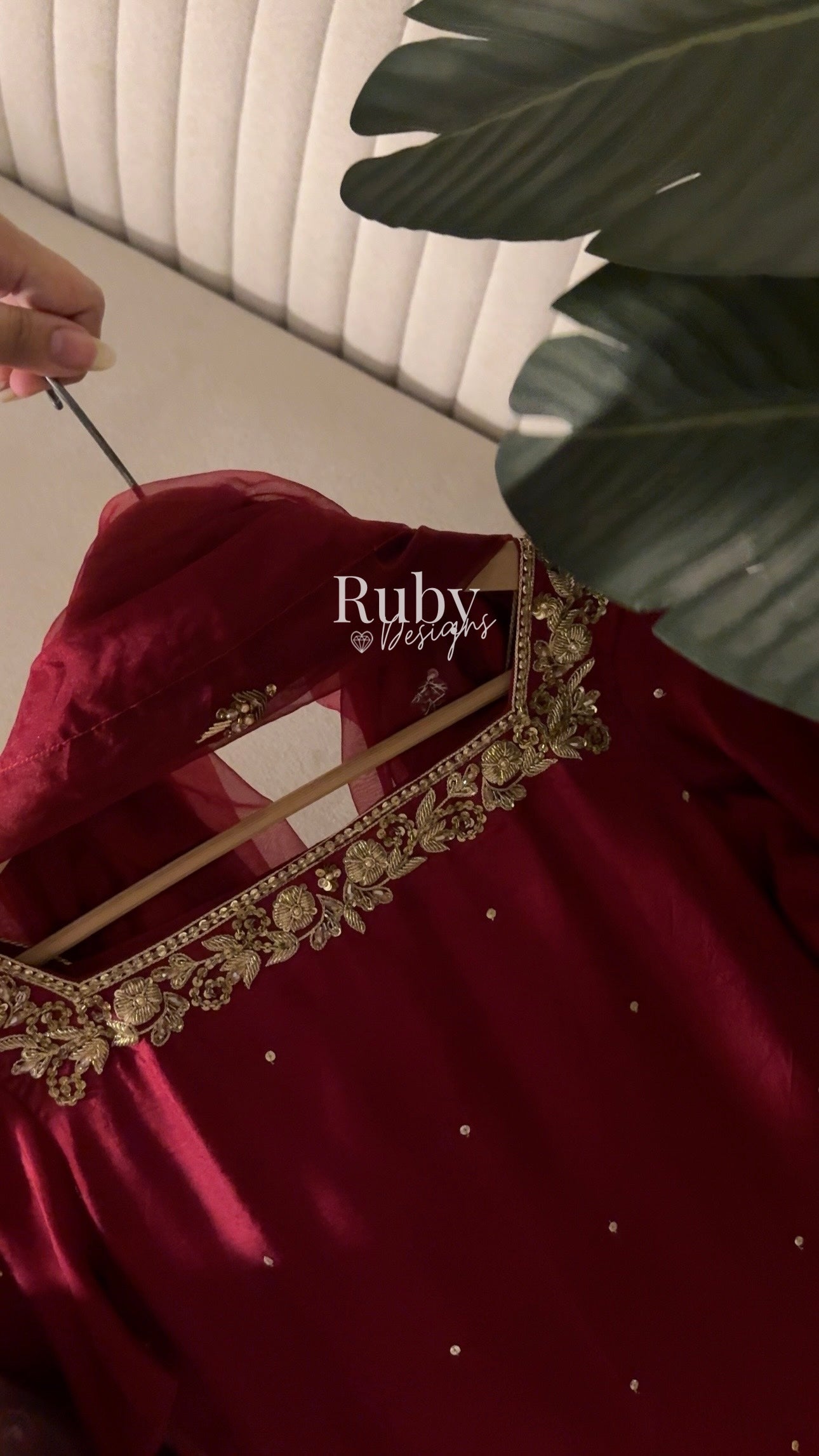 MEHER Rouge - 3 Piece Silk Suit with Farshi Shalwar