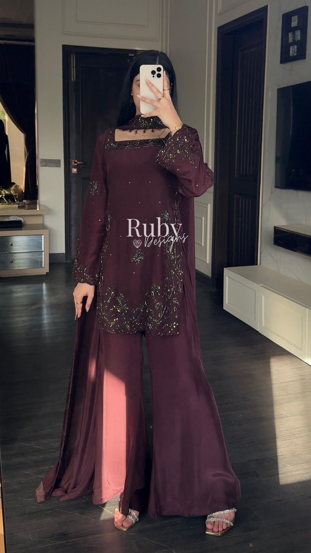 SELIN - 3 Piece Luxury Silk Suit with Flared Trouser