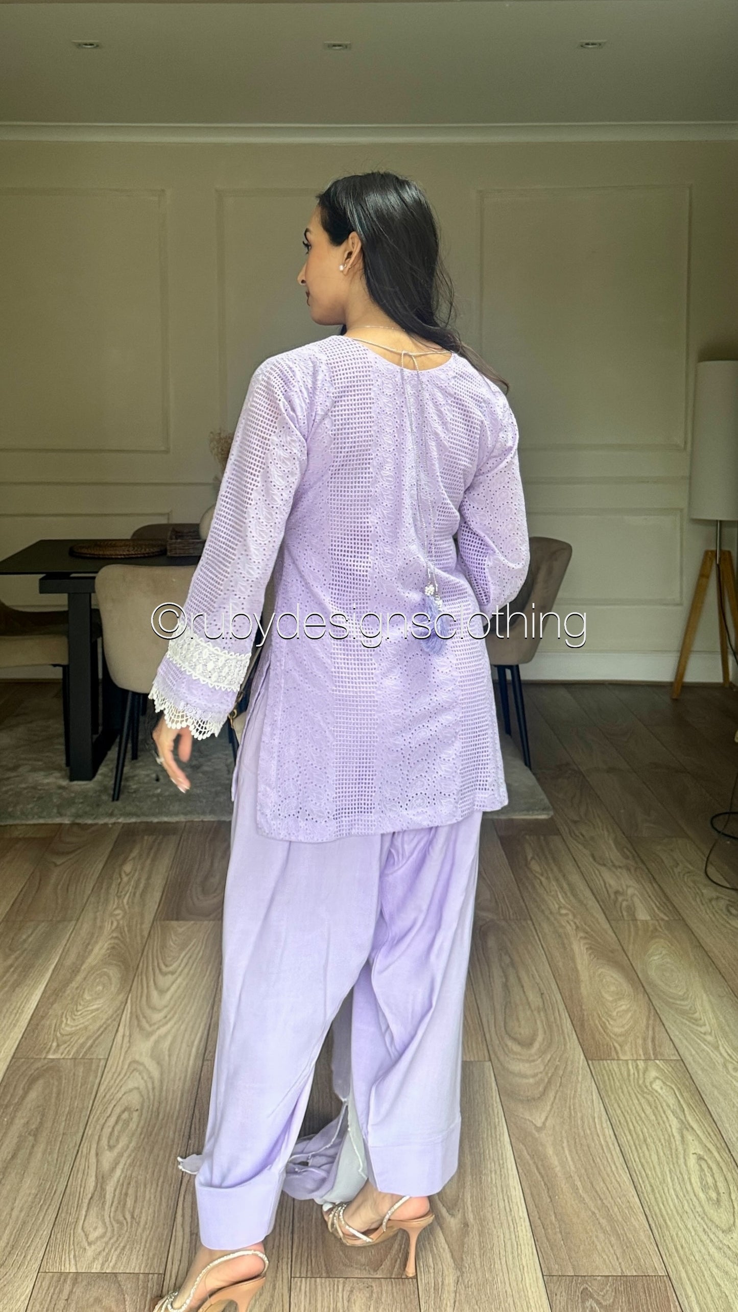 Lilac Haze - 3 Piece Chikankari Suit with Farshi Shalwar