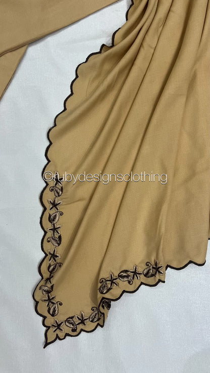 SANIA - 3 Piece Beige Marina Suit with Shawl