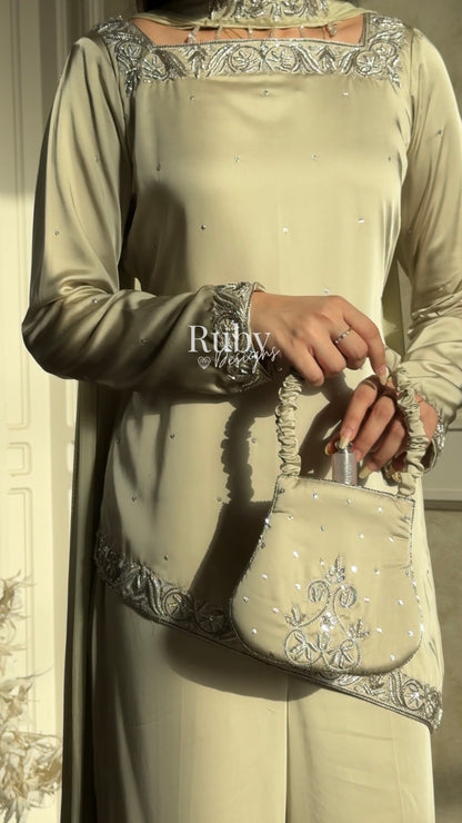 PREITY Sage - 3 Piece Silk Suit with Matching Bag