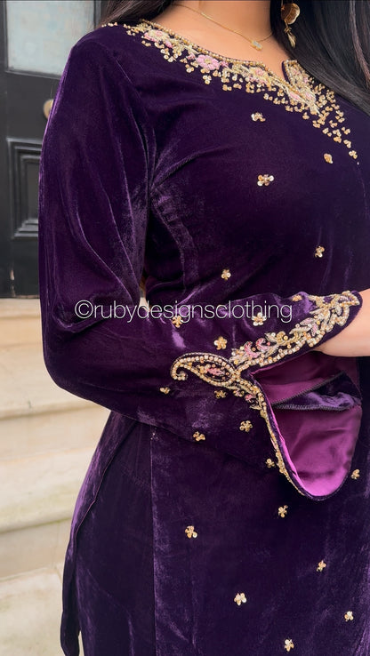 RUBA - 3 Piece Luxury Velvet Suit with Chiffon Dupatta