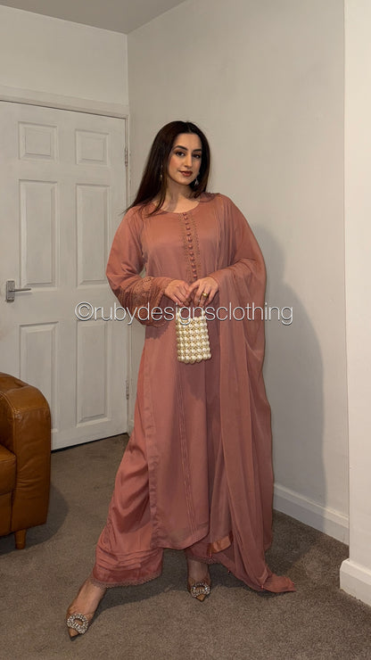 RAMEEN - 3 Piece Chiffon Suit with Chiffon Dupatta