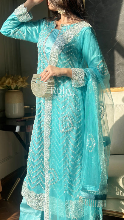 IZMA Ice - 3 Piece Net Suit with Wide Leg Trousers