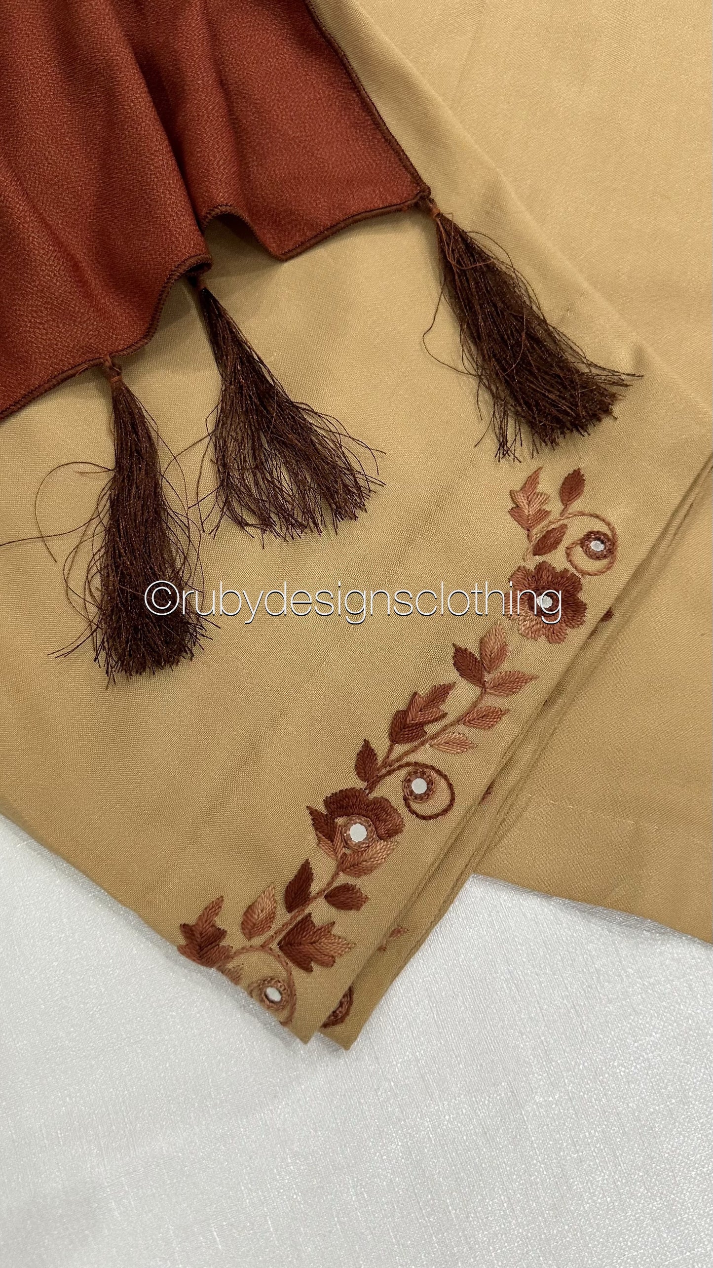 ZAHA - 3 Piece Beige Marina Suit with Brown Shawl