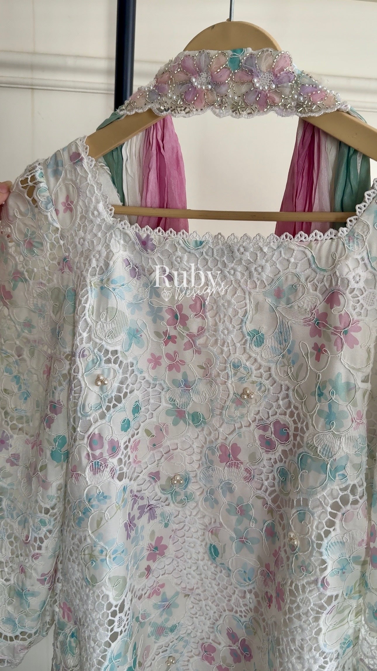 SAIRA Bloom - 3 Piece Cutwork Chikankari Suit with Balloon Trousers