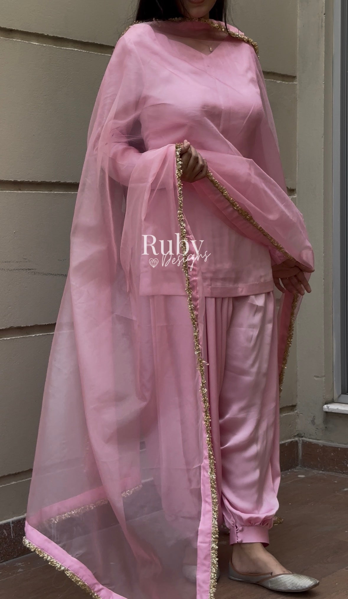 AMELLE Blush - 3 Piece Silk Suit with Balloon Pants