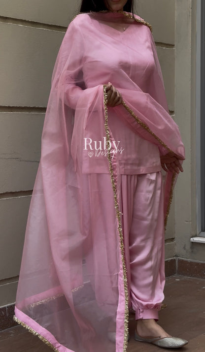 AMELLE Blush - 3 Piece Silk Suit with Balloon Pants
