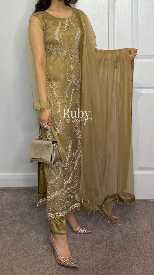 FOZIA - 3 Piece Net Suit with Tassel Detail
