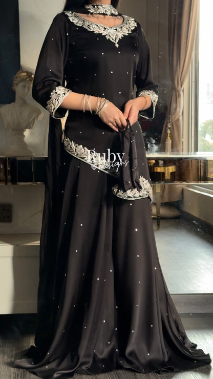 RANI Noir - 3 Piece Luxury Silk Suit with Matching Bag