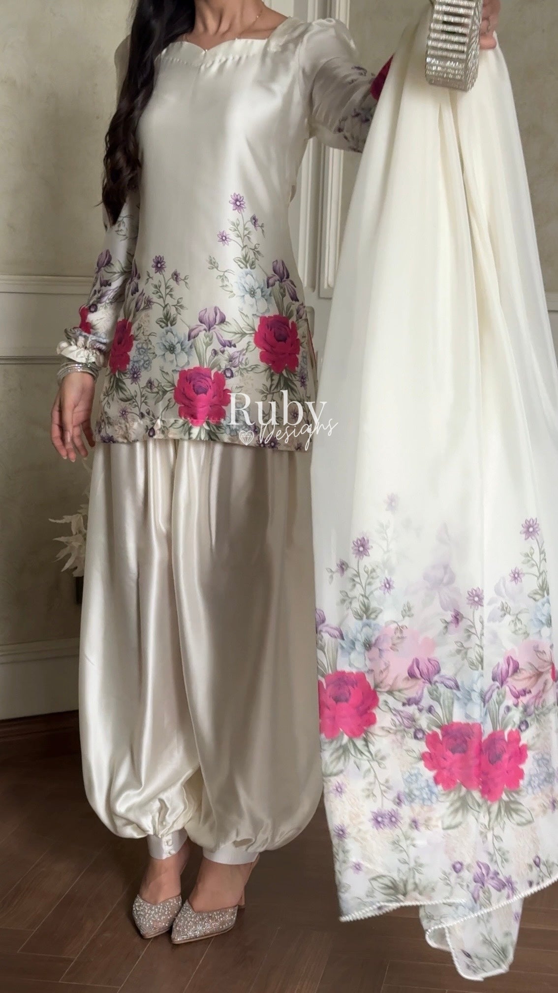FLEUR Pearl - 3 Piece Silk Suit with Balloon Pants